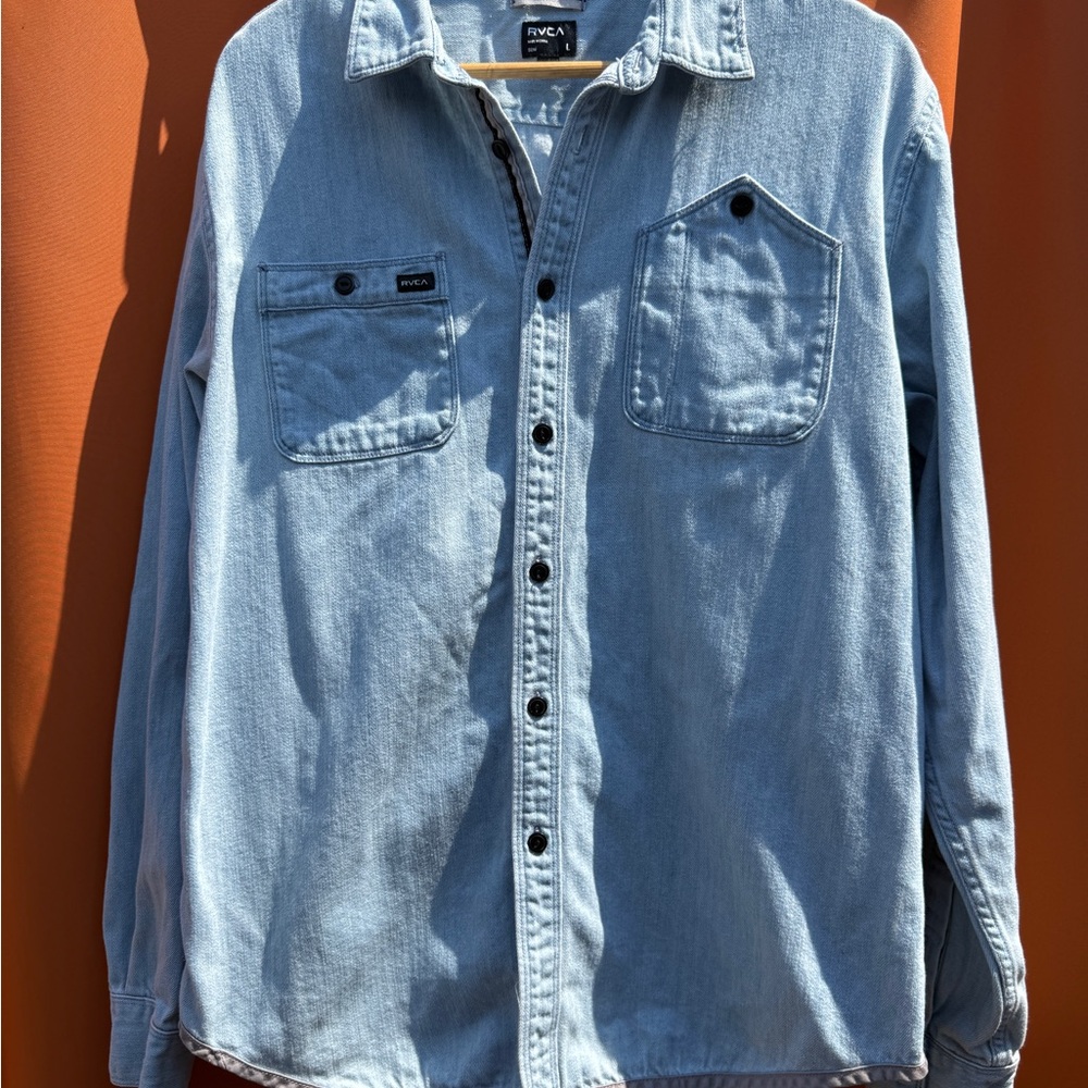 RVCA Classic Blue Denim Button-Up Shirt